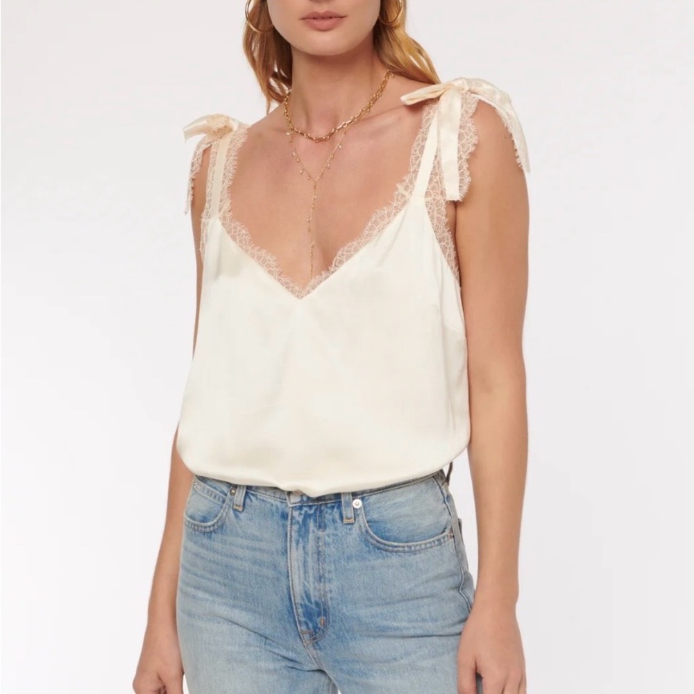 Cami NYC Freya Lace-Trim Bow Strap V-Neck Camisole - Picture 2 of 11